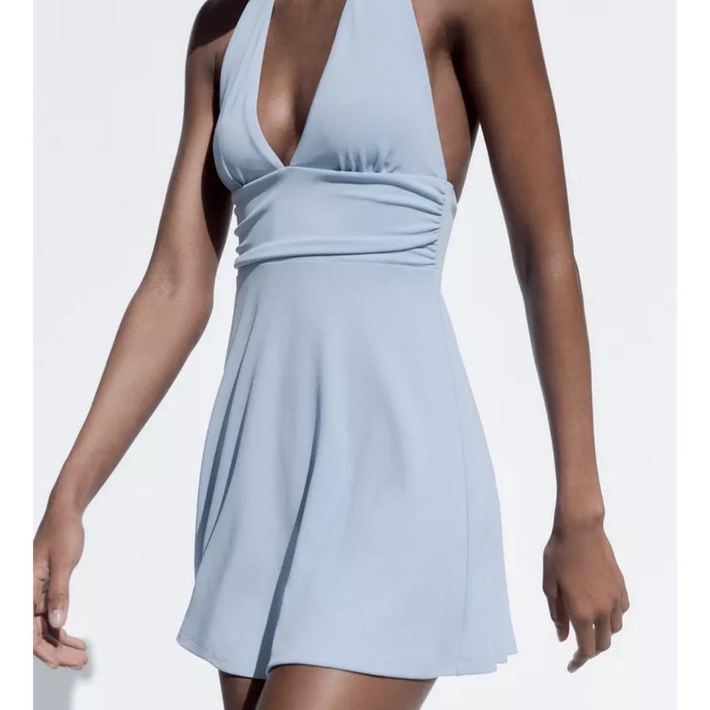 Zara Blue Halter Mini Dress